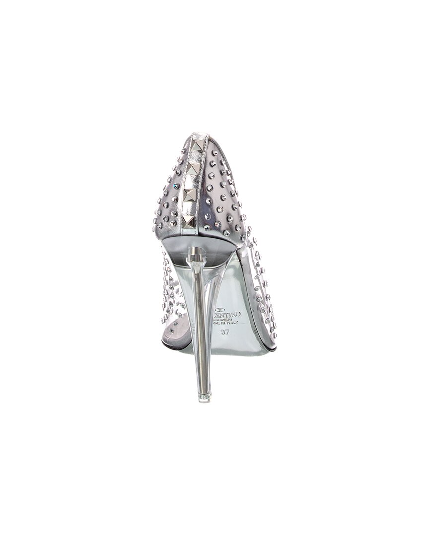 Valentino | Womens | Rockstud 110 Vinyl & Leather Pump | Silver