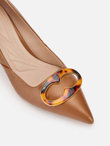 Lucky Knot High-Heeled Flats | Brown