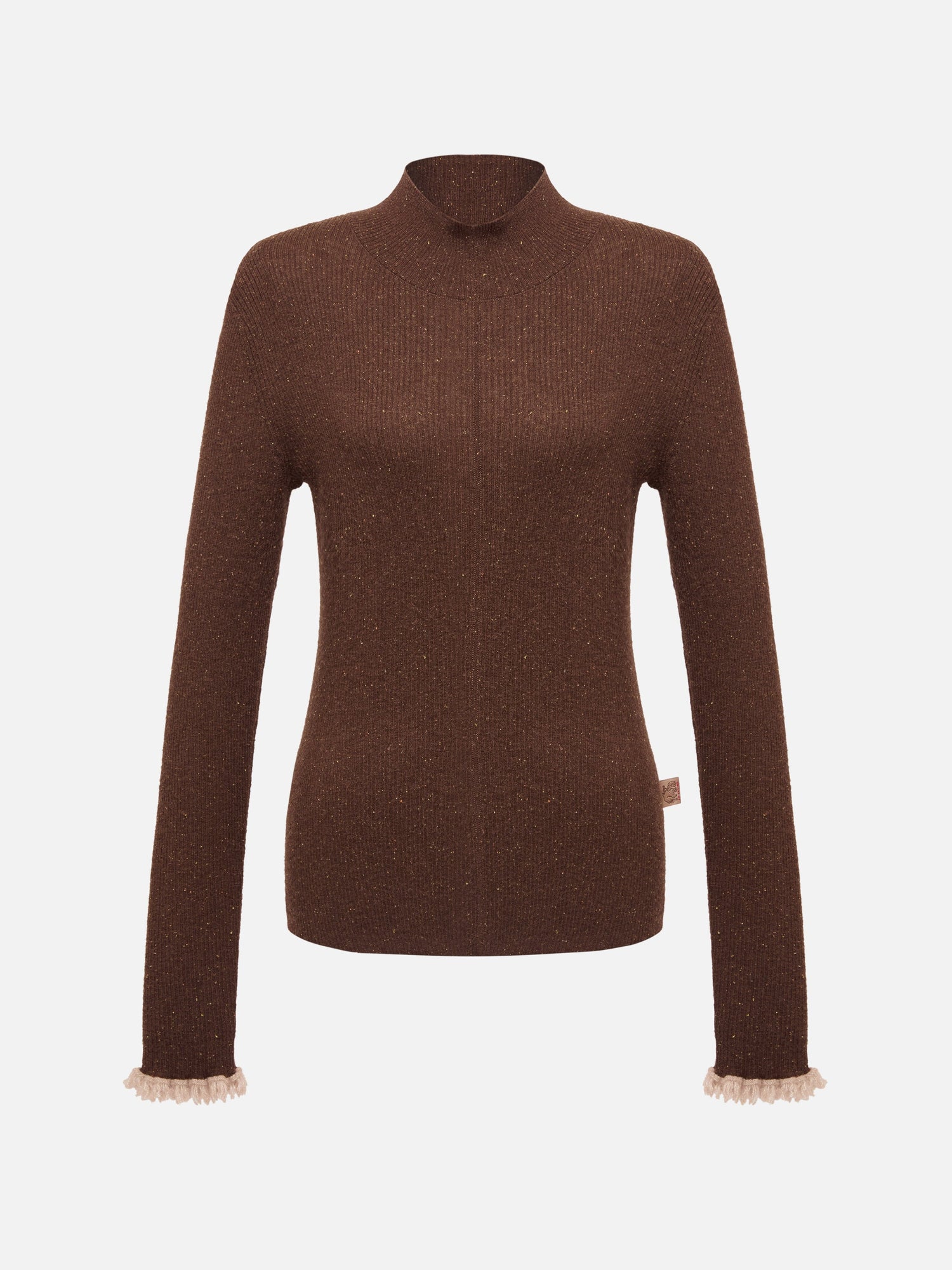 Long Sleeve Form-Fitting Knit Turtleneck | Brown
