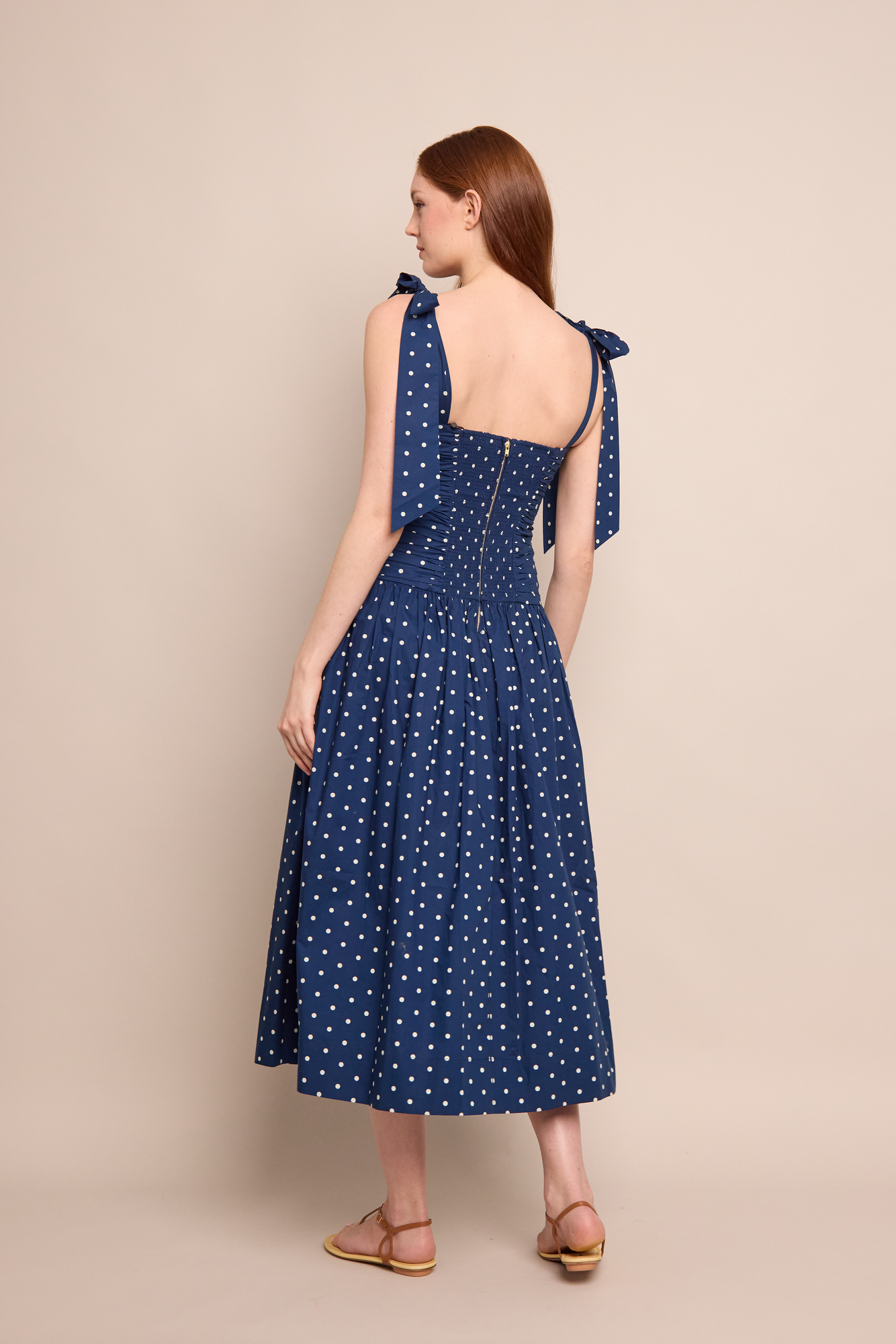 Rahi Midi Dress | Dots Navy