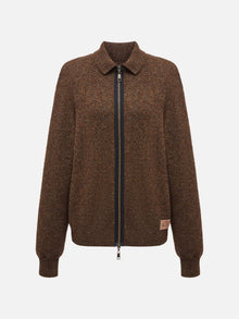 Zippered Sweater Jacket | Brown