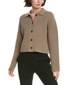 Vince | Womens | Crochet Stitch Cardigan | Green