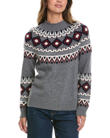 Alashan Cashmere | Womens | Vail Fair Isle Mock Neck Wool Sweater | Brown