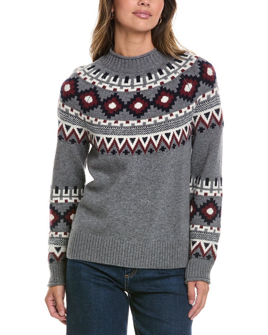 Alashan Cashmere | Womens | Vail Fair Isle Mock Neck Wool Sweater | Brown