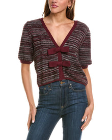 525 America | Womens | Marled Bow Front Cardigan | Red