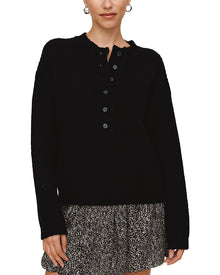 Bella Dahl | Womens | Button Placket Wool & Cashmere-Blend Sweater | Black