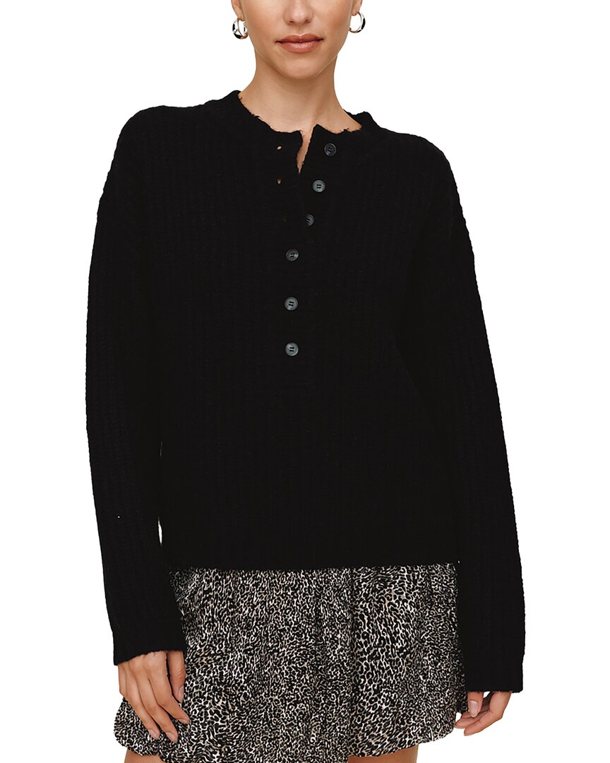 Bella Dahl | Womens | Button Placket Wool & Cashmere-Blend Sweater | Black
