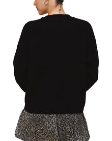 Bella Dahl | Womens | Button Placket Wool & Cashmere-Blend Sweater | Black