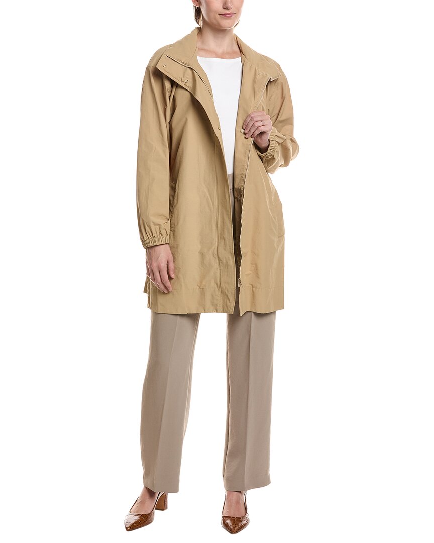 EILEEN FISHER | Womens | Stand Collar Long Coat | Brown