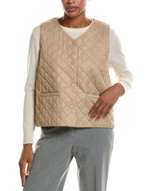 EILEEN FISHER | Womens | Petite V-Neck Vest | Brown