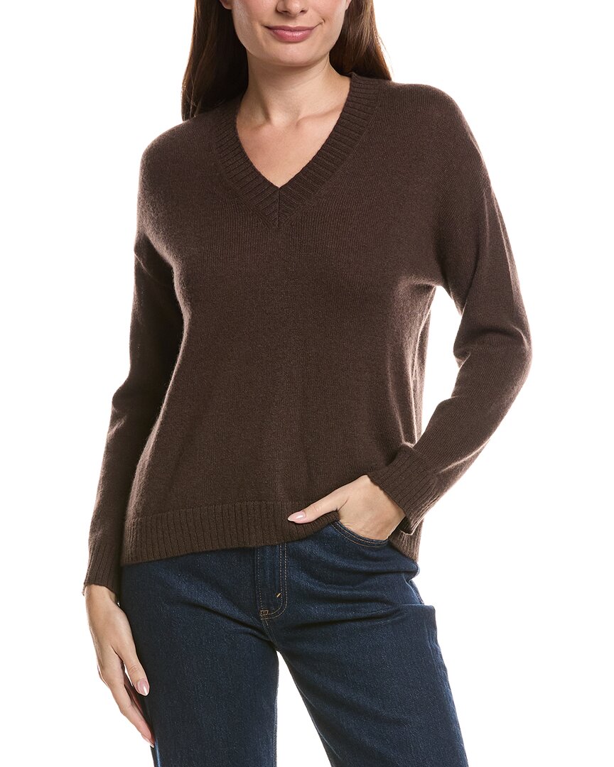 Hannah Rose | Womens | Basic V-Neck 100% Cashmere Sweater | DARK BROWN