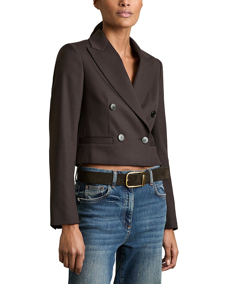 Reiss | Womens | REISS Orianna Cropped Wool-Blend Blazer | Brown