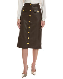 L'AGENCE | Womens | Milann Midi Snap Front Skirt | Brown