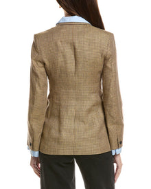 rag & bone | Womens | Frank Poplin Plaid Linen Blazer | Brown