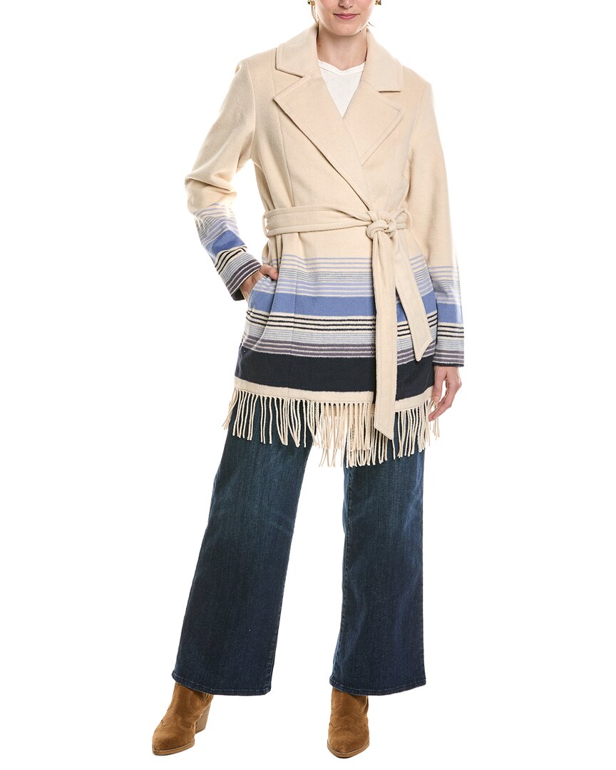Tommy Bahama | Womens | Wooly Stripe Wool-Blend Wrap Coat | Brown