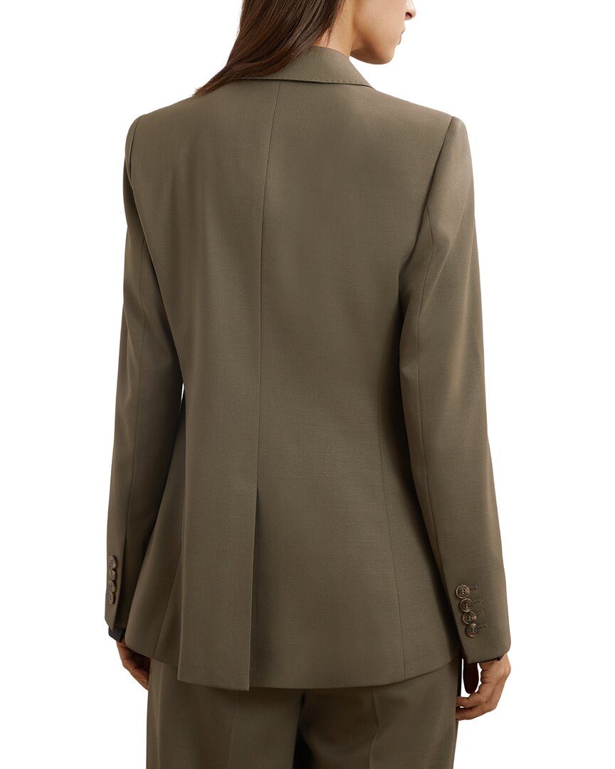 Reiss | Womens | Solene Wool-Blend Double Breasted Suit Blazer | Green