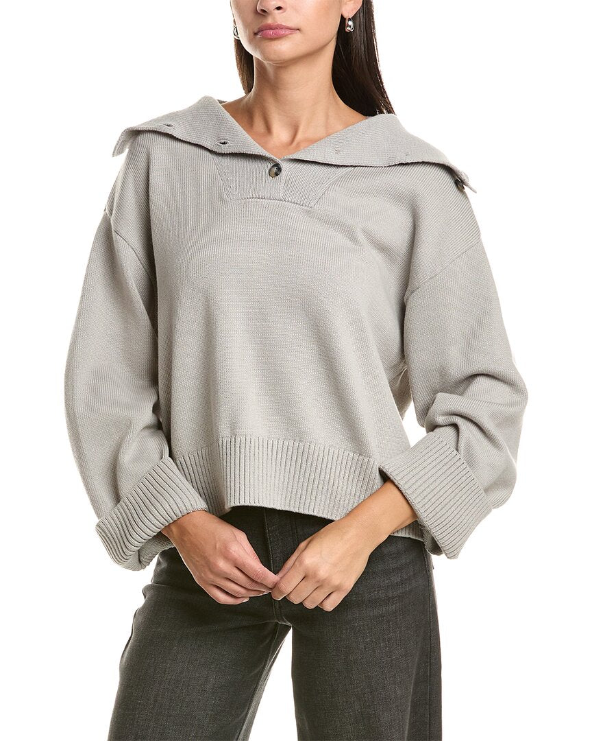 rag & bone | Womens | Quinn Polo Wool-Blend Sweater | Grey