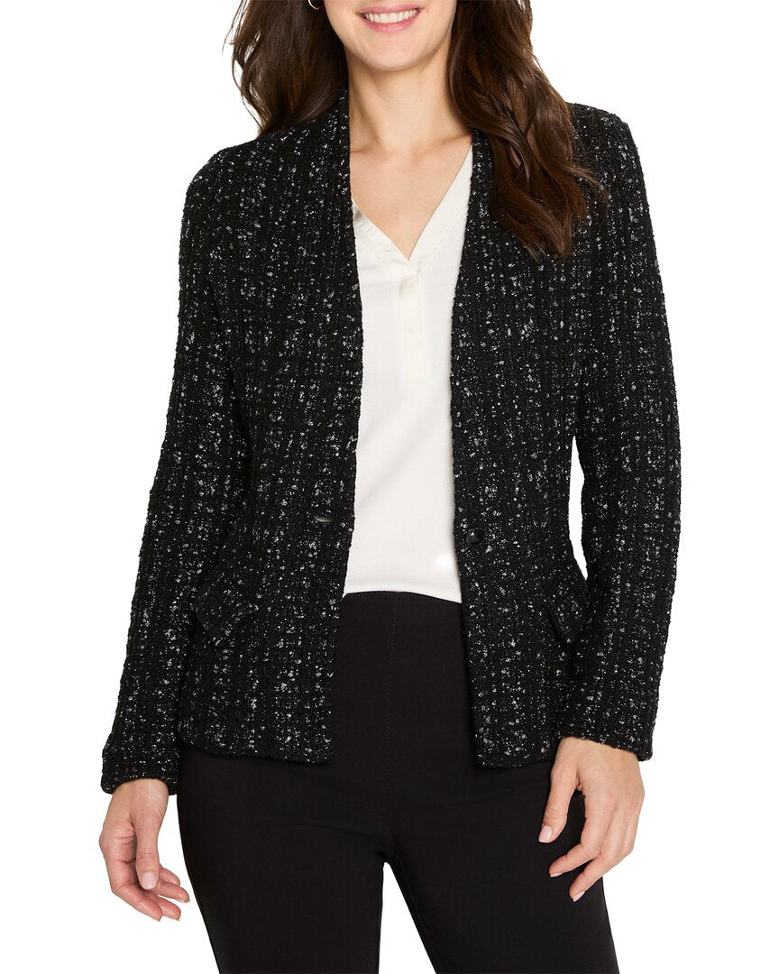 NIC+ZOE | Womens | Metallic Grid Knit Jacket | Black