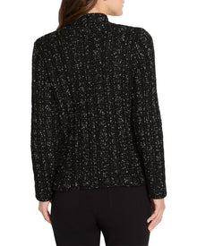 NIC+ZOE | Womens | Metallic Grid Knit Jacket | Black