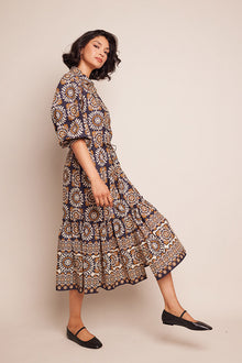 Hutton Dress | Blue Medallion Tile