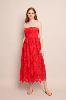 Torres Dress | Red Embroidered Eyelet