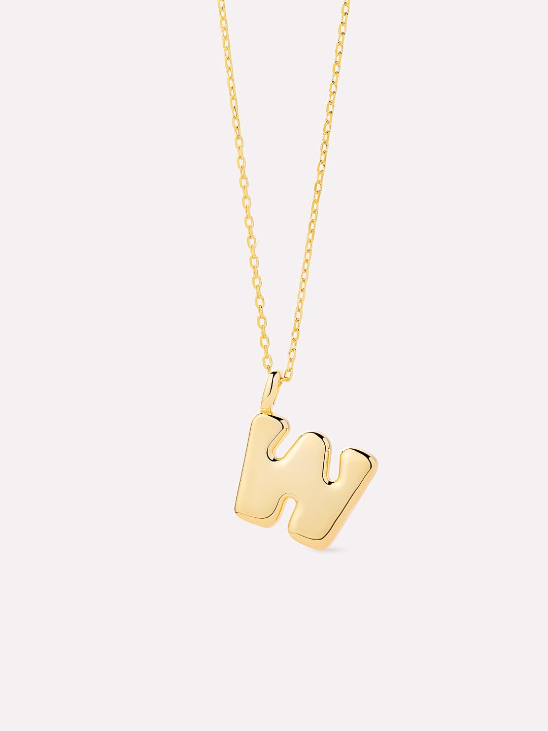 Sterling Silver - Bubble Letter Necklace | 14K Gold on Sterling Silver
