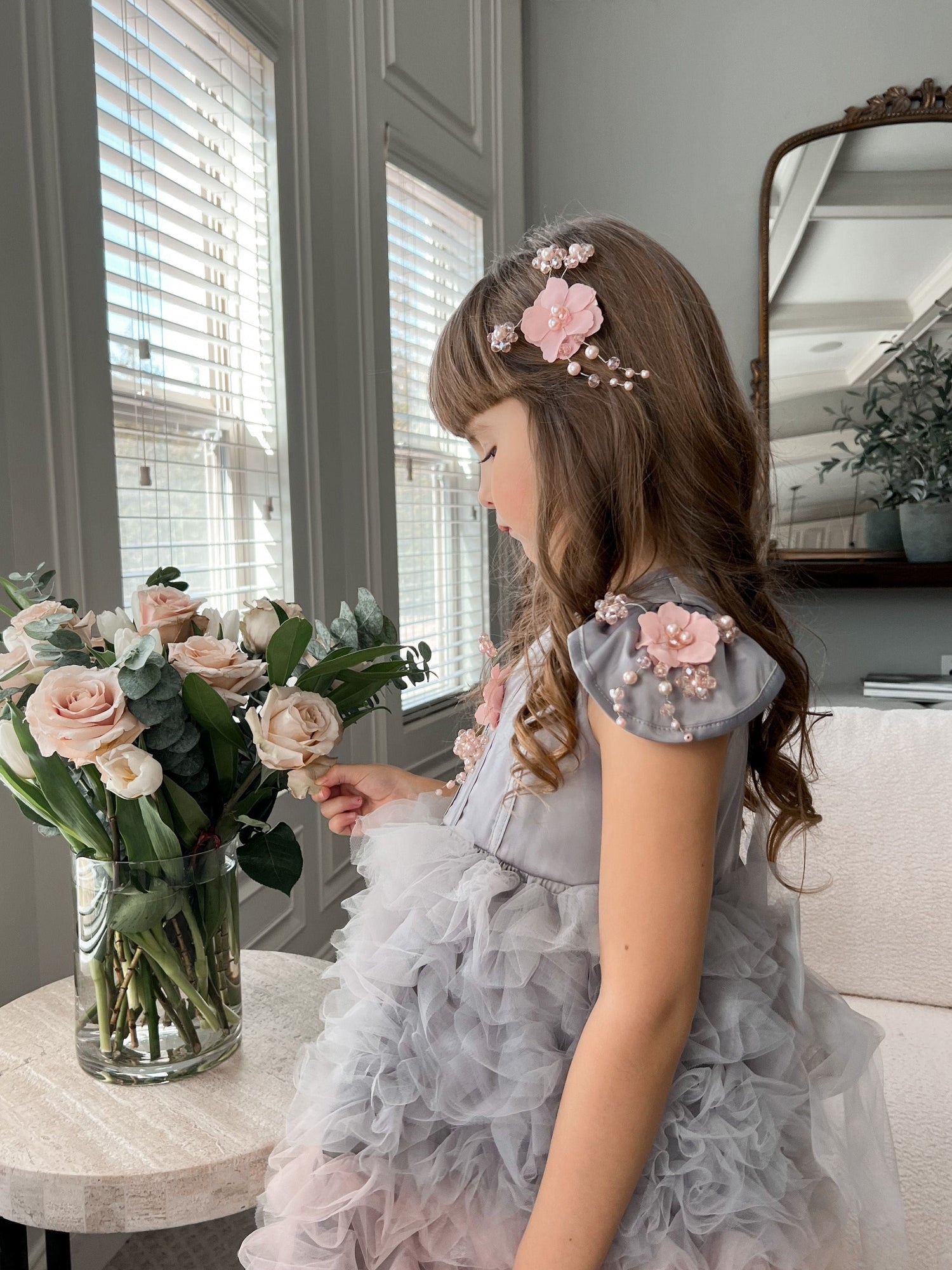 Girl | Mia Grey and Ombré Cupcake Tulle Dress | Gray x Pink