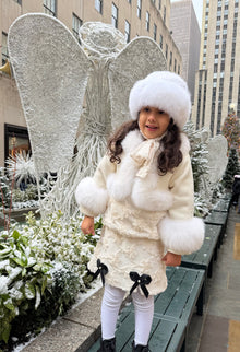 Girl | Ava Kids Fox Fur Hat | Ivory