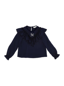 Girls | Viscose Blouse With Rhinestones | Ocean
