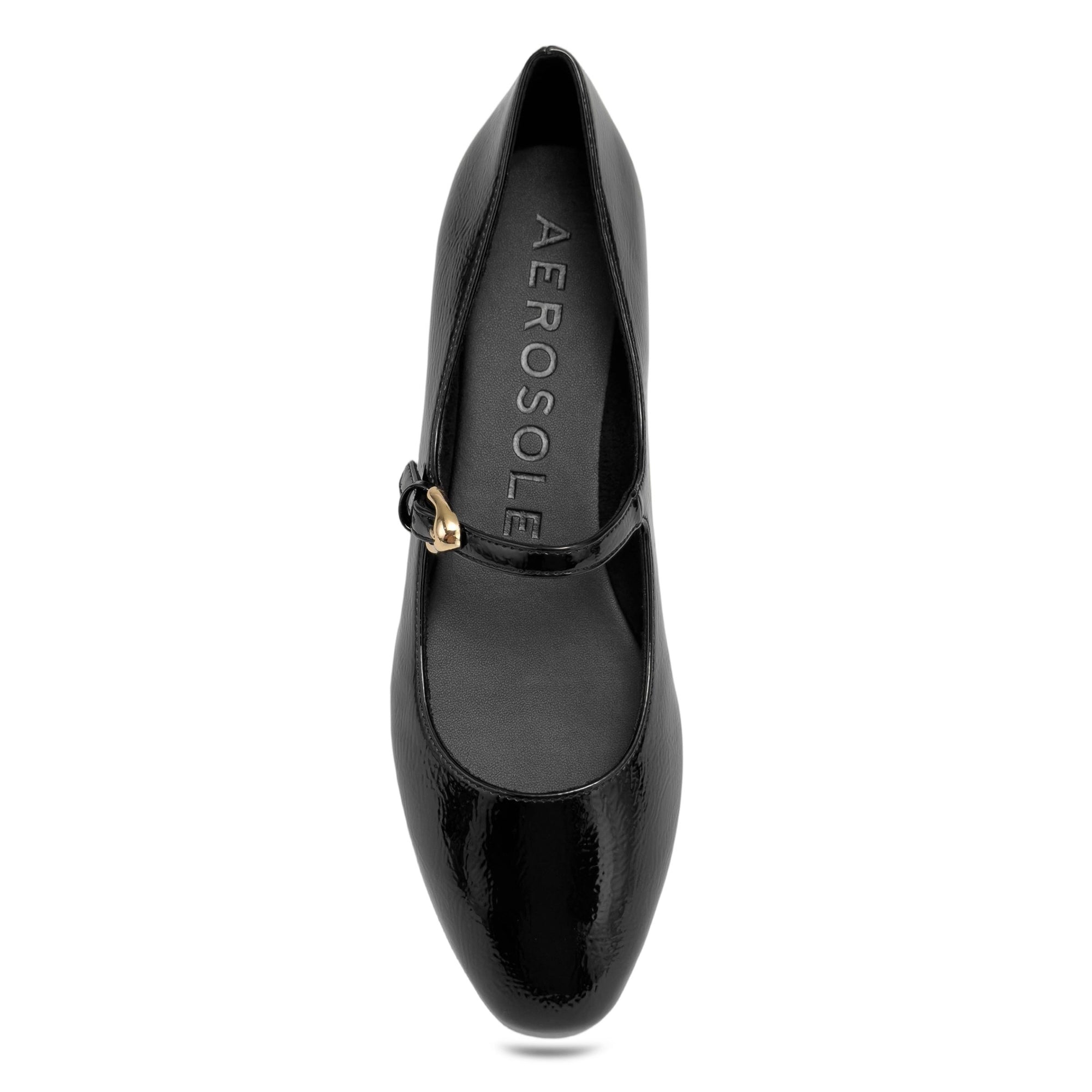 Annette Casual Flat | Black Faux Crinkle Patent