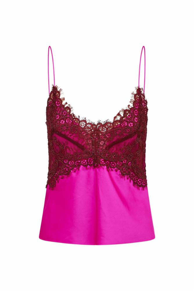 Talulah Lace-Trimmed Cami Top | Fuchsia