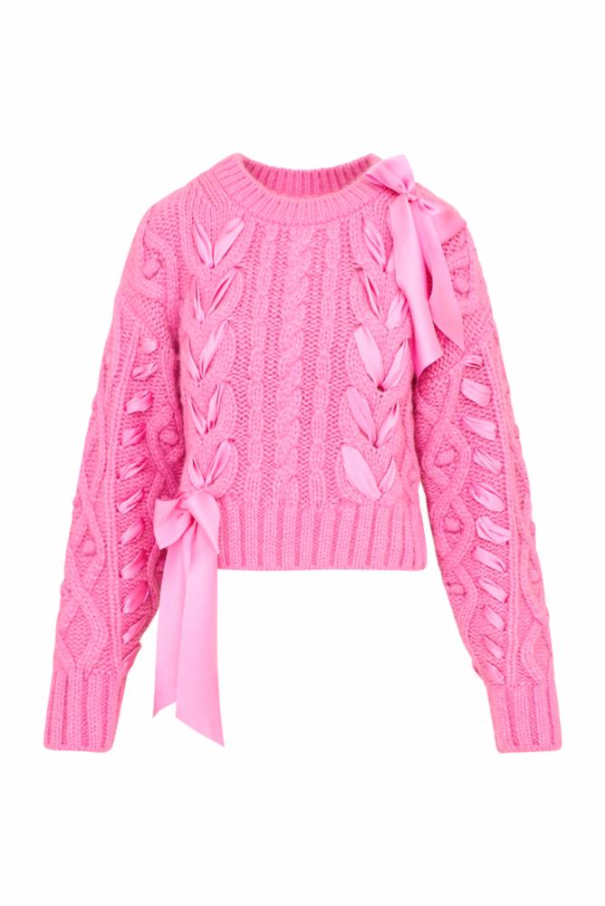 Parson Alpaca-Blend Ribbon Pullover | Rose Pompadour