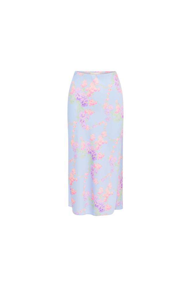 Castle Satin Floral Maxi Skirt | Peachy Blues