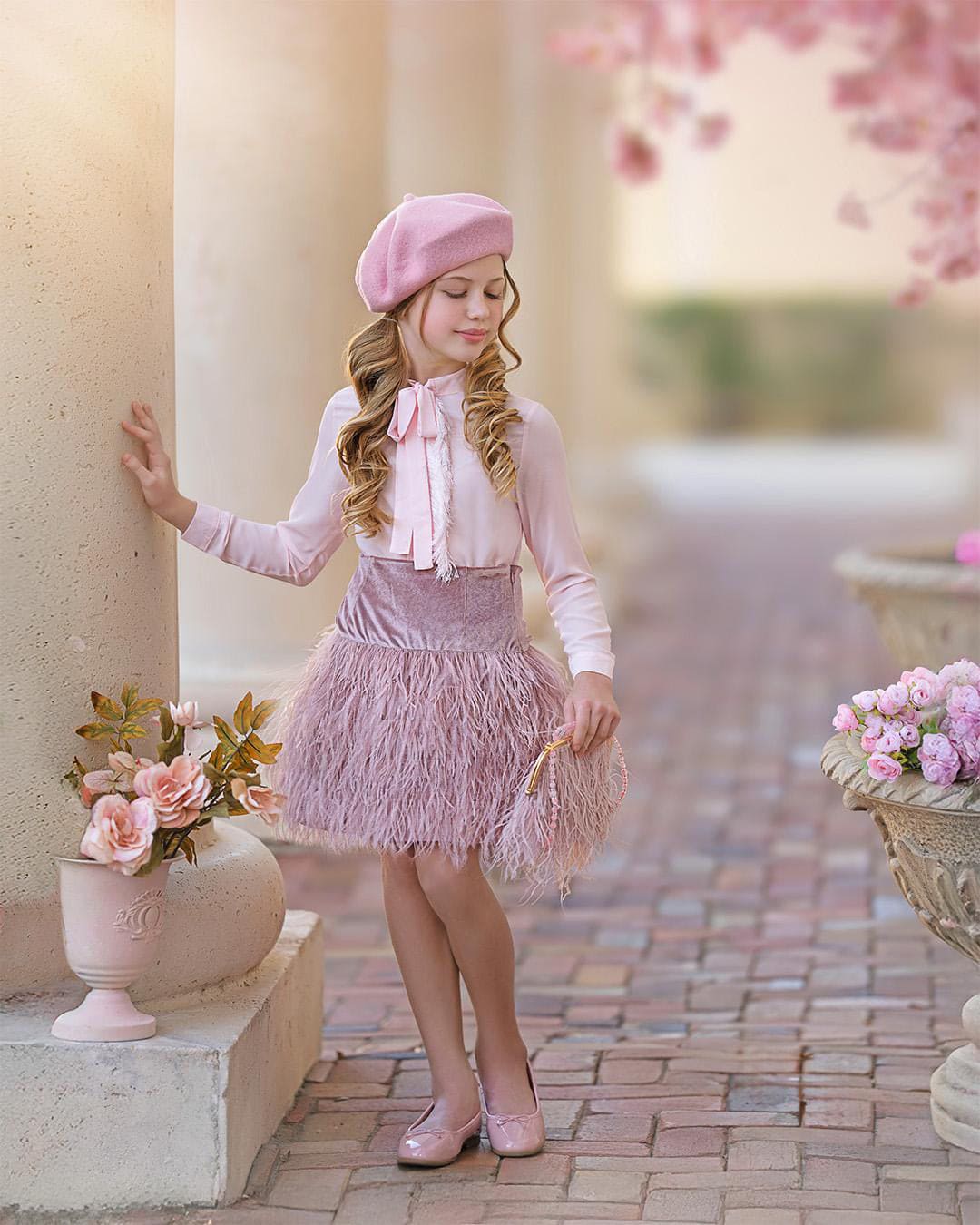Girl | Feather Skirt | Dusty Pink