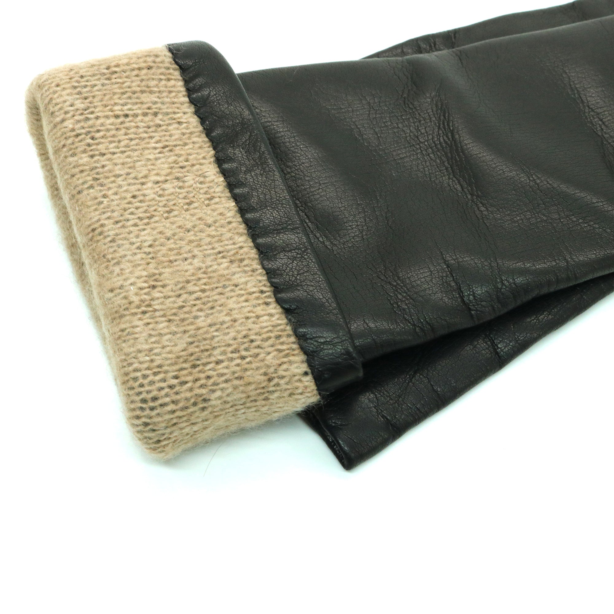 Womens | Made In Italy Elbow Length Leather Gloves | Black