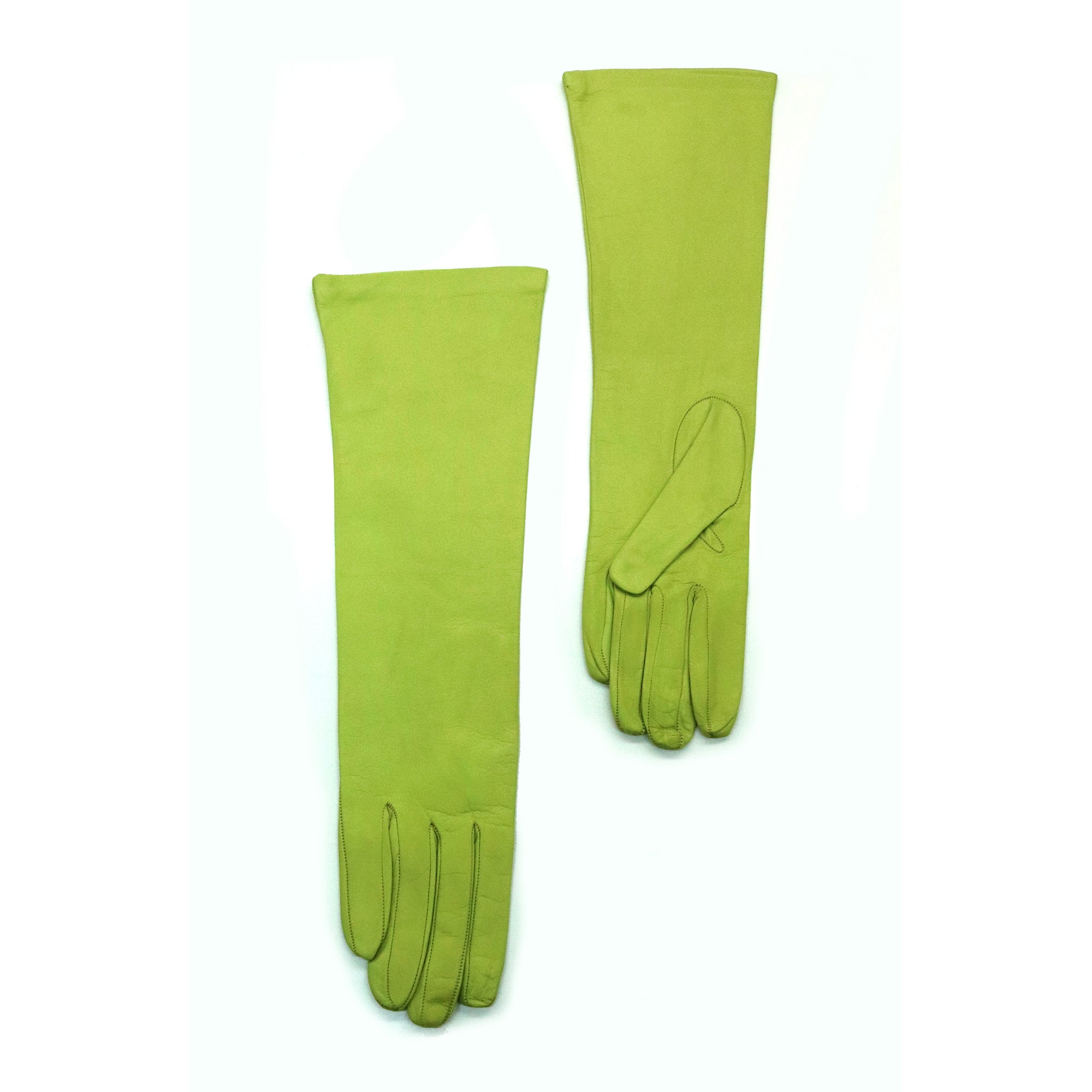Womens | Made In Italy Long Leather Gloves | Lime