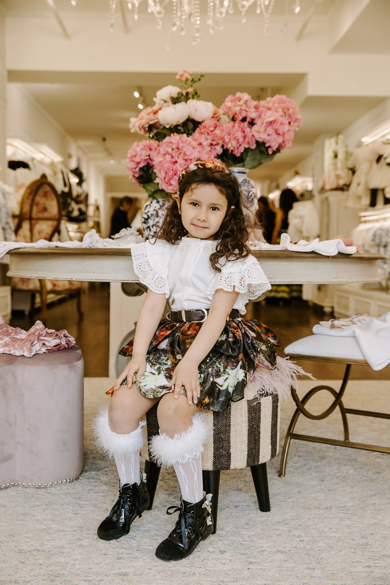 Girl | Alexis Blouse and Skirt Set | White x Multicolor