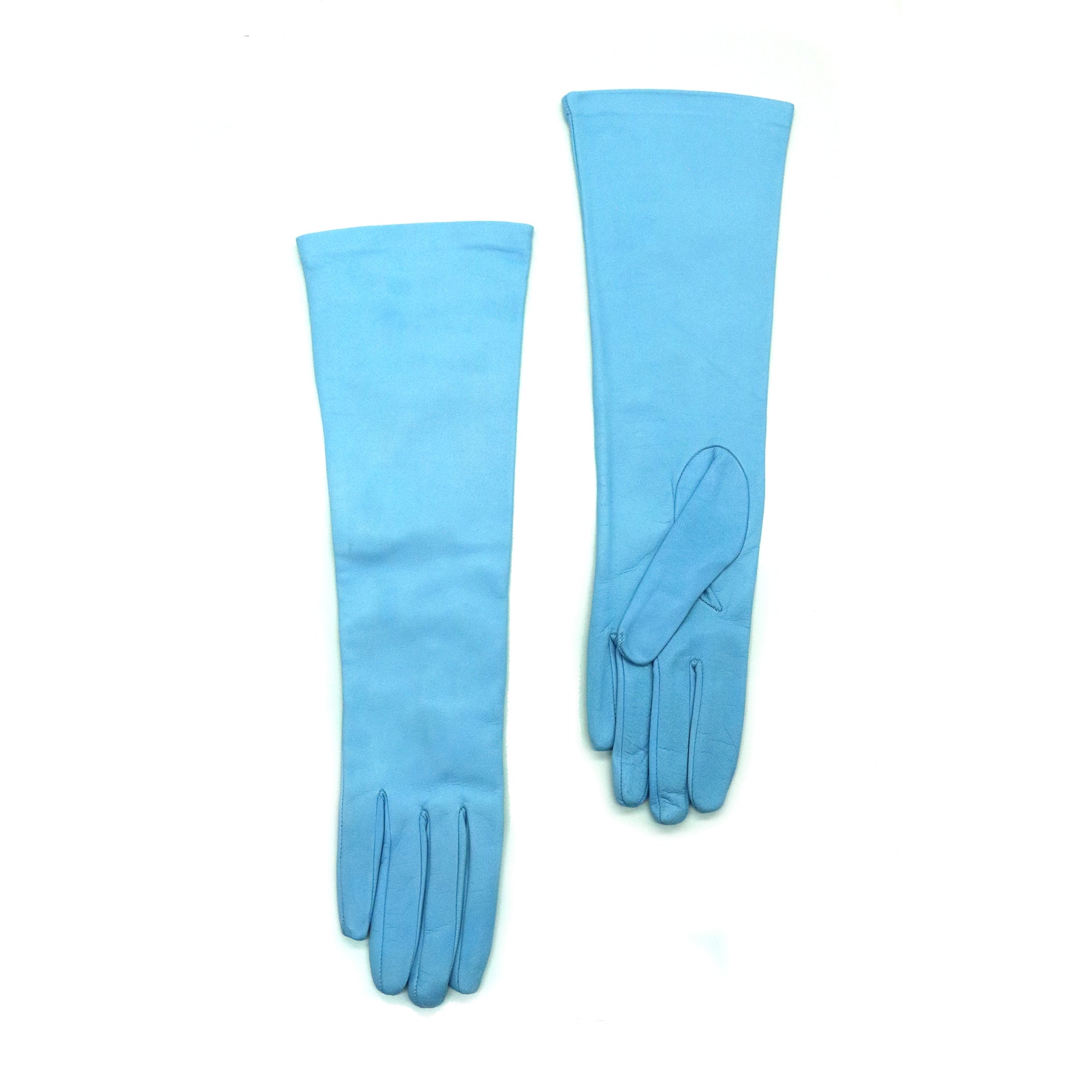 Womens | Made In Italy Long Leather Gloves | Turquoise