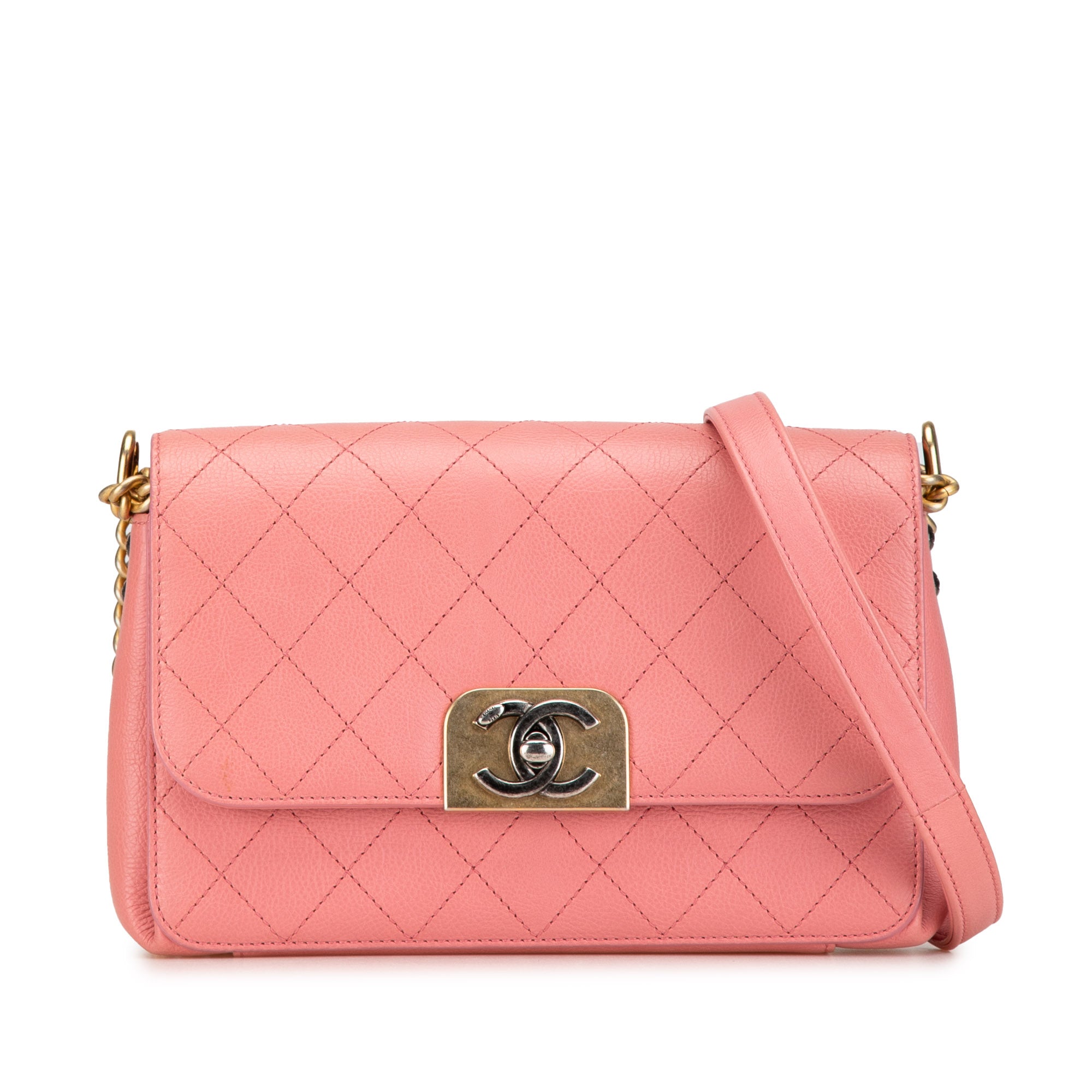 Chanel | Pre-Owned Quilted Calfskin Straight Lined Flap - II | Pink