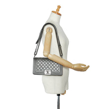 Chanel | Pre-Owned Old Medium Quilted Perforated Metallic Lambskin Boy Flap | Gray