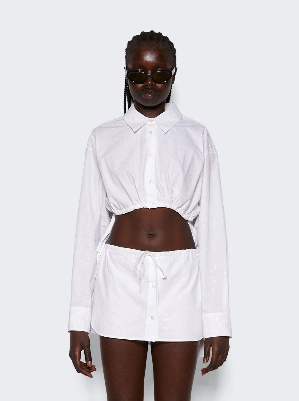 Women | alexanderwang | Cropped Drawstring Blouse | White