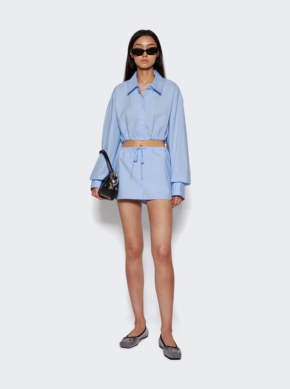 Women | alexanderwang | Drawstring Mini Skort Chambray | Blue