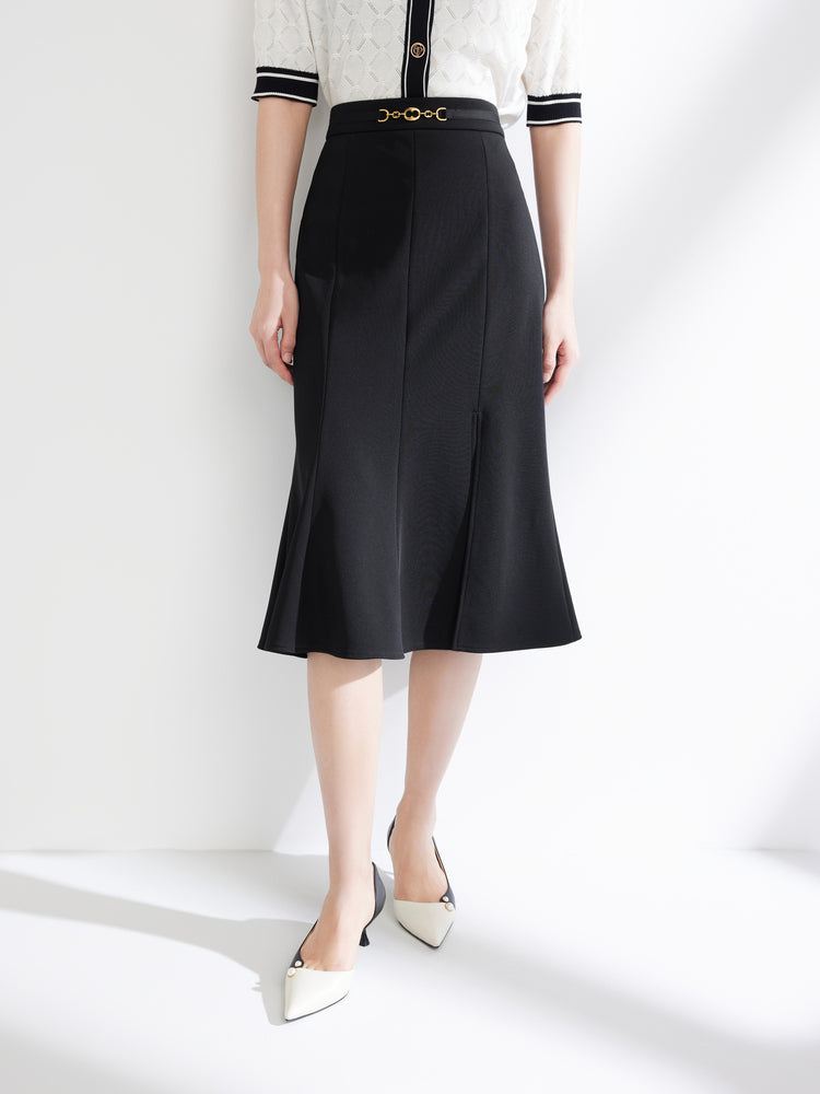 Triacetic Fishtail Midi Skirt | Black