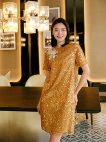 Chinese-style Loose Fit Dress | Golden