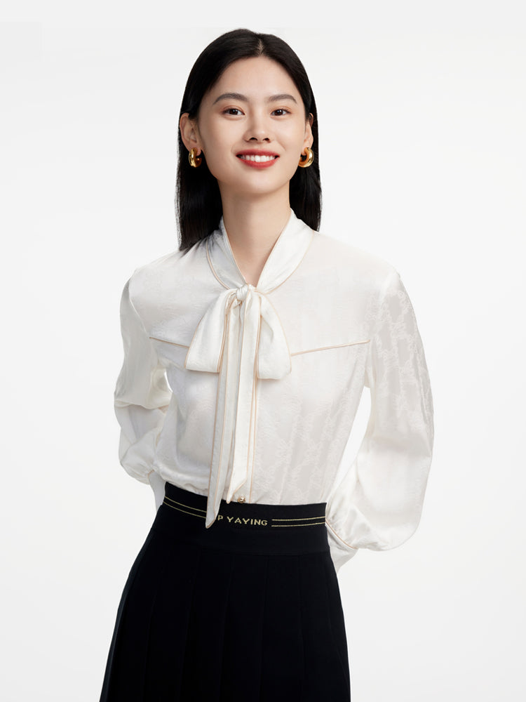 Lace-up Collar Shirt | Beige