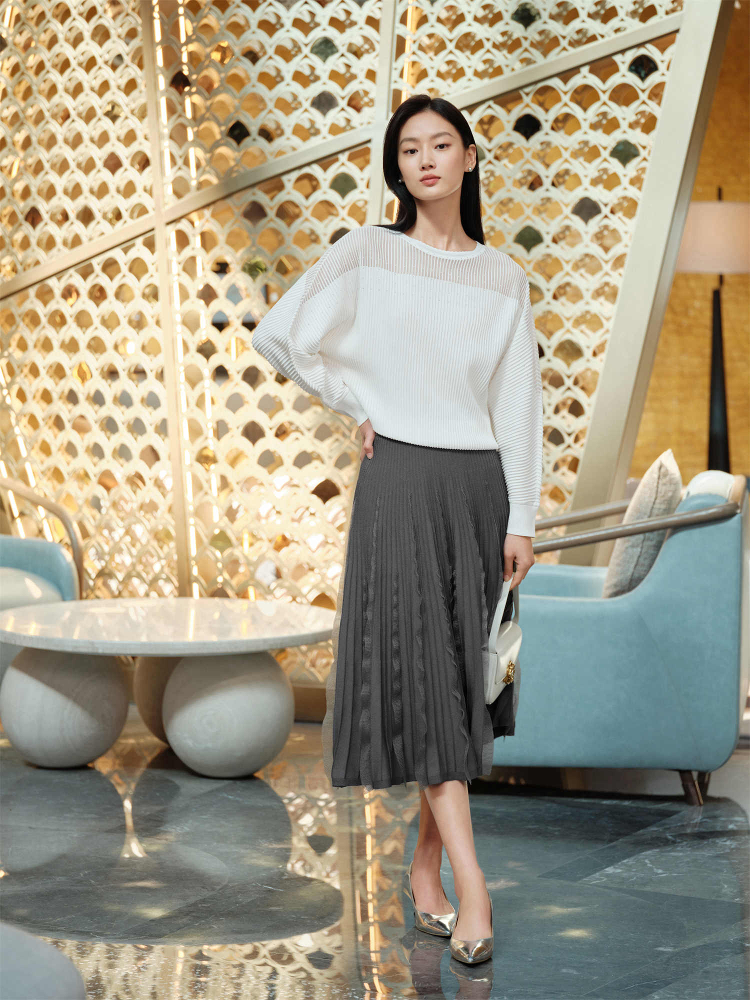 Eyelash Lace Mini Skirt | Grey