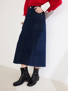 Straight Denim Skirt | Navy