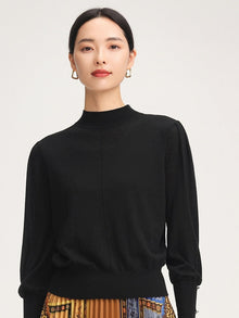 Round Neck Knit Top | Black