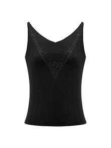 V-neck Knitted Vest | Black