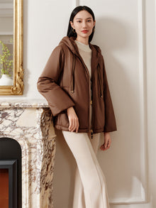 Hooded Cotton Coat | Brown